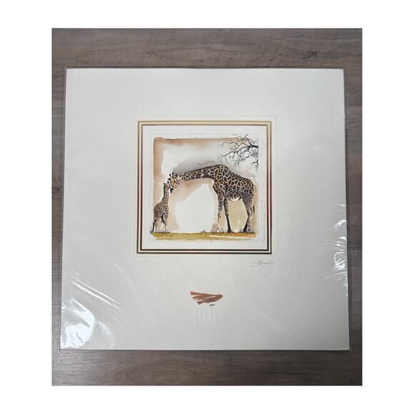 “Heck of a‎ Neck” Original Etching Giraffs by Leiah H Numbered 12/29- NEW